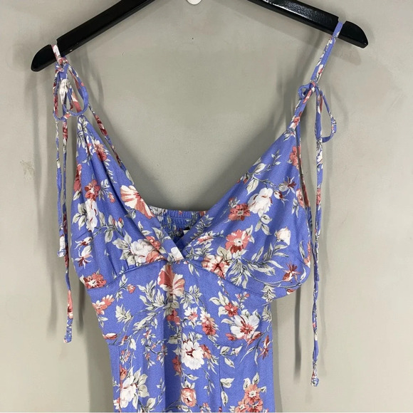 New Abercrombie and Fitch Blue Floral Midi Dress  women Size Small - Picture 4 of 14